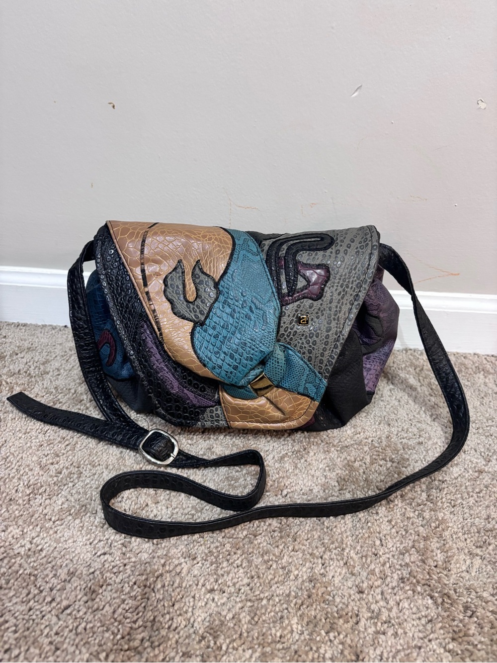 Multi-Color Textured Patchwork Crossbody Bag